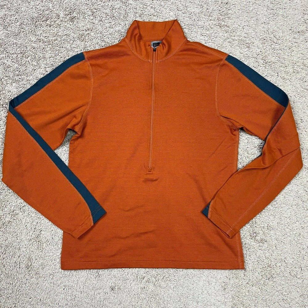 REI Jacket Mens Small 1/2 Zip Orange Long Sleeve Pullover Polyester